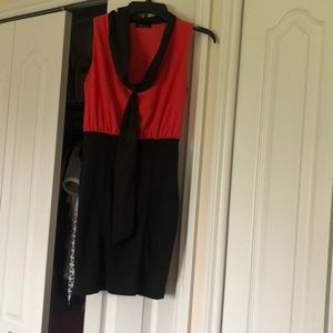 Black and red dress with a tie like design. Sz. S